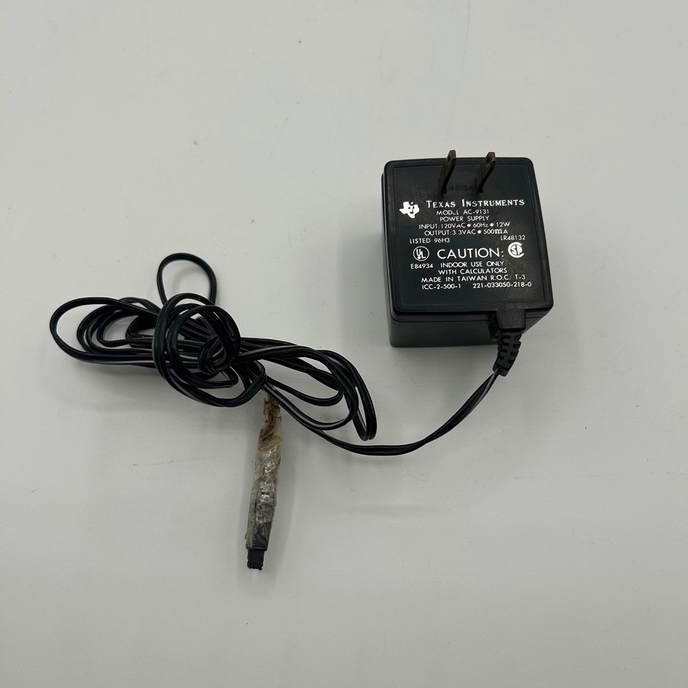 Texas Instruments Power Supply Adapter Black Good AC-9131 3.3VAC 500mA